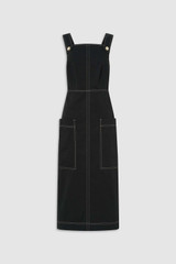 Front product shot of the Oroton Pocket Detail Dress in Washed Black and 100% cotton canvas fabric for Women .