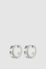 Front product shot of the Oroton Jamie Huggies in Silver/Crystal and Premium brass material for Women .