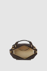 Internal product shot of the Oroton Mica Workmanship Mini Bowler in Dark Chocolate and Premium smooth leather with a refined finish for Women .