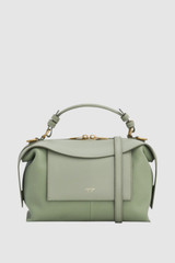 Front product shot of the Oroton Mica Bowler in Gumleaf and Premium pebble grain leather for Women .