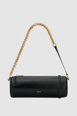 Front product shot of the Oroton Romy Barrel Bag in Black and Premium smooth leather for Women .