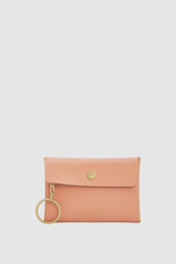 Front product shot of the Oroton Margot Keyring Pouch in Melon and Premium smooth leather for Women .