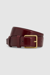 Front product shot of the Oroton Florence 35MM Belt in Brass/Currant and Premium smooth leather for Women .