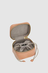 Internal product shot of the Oroton Indi Travel Jewellery Case in Melon and Premium smooth leather for Women .