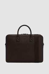 Front product shot of the Oroton Larsen Briefcase in Dark Chocolate and Premium smooth leather for Men .