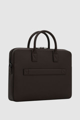 Back product shot of the Oroton Larsen Briefcase in Dark Chocolate and Premium smooth leather for Men .