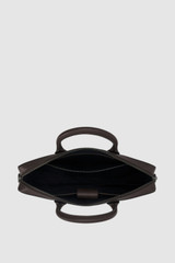 Internal product shot of the Oroton Larsen Briefcase in Dark Chocolate and Premium smooth leather for Men .