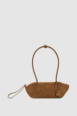 Front product shot of the Oroton Breeze Suede Baguette in Dark Teak and Premium suede leather for Women .