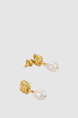 Detail product shot of the Oroton Vera Pearl Earrings in Pearl and Brass base for Women .