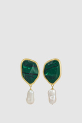 Front product shot of the Oroton Cove Earrings in Helm Green/Worn Gold and Brass base for Women .