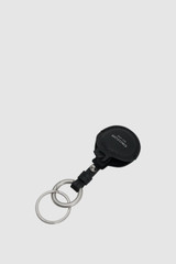 Internal product shot of the Oroton Larsen Air Tag Keychain in Black and Premium pebble leather for Men .