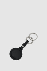Back product shot of the Oroton Larsen Air Tag Keychain in Black and Premium pebble leather for Men .