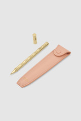 Front product shot of the Oroton Bronte Bamboo Pen & Holder in Melon and Pebble leather for Women .