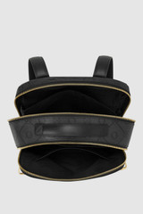 Internal product shot of the Oroton Harvey Signature Large Backpack in Black and Nylon canvas base cloth material with PVC coating (70% PVC, 30% polyester) for Women .