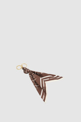 Front product shot of the Oroton Eve Scarf Keyring in Coffee Bean/Cream and 100% polyester fabric for Women .