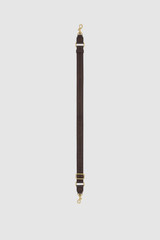 Front product shot of the Oroton Heather Narrow Webbing Strap in Coffee Bean and 30mm Jacquard Logo Webbing for Women .