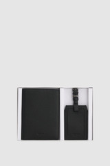 Front product shot of the Oroton Jessie Passport & Luggage Tag Gift Set in Black and Premium pebble leather for Women .
