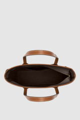 Internal product shot of the Oroton Laura Medium Tote in Coffee Bean/Cognac and Premium pebble leather for Women .
