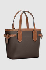 Back product shot of the Oroton Laura Small Tote in Coffee Bean/Cognac and Premium pebble leather for Women .