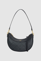 Front product shot of the Oroton Harvey Signature Crescent Shoulder Bag in Black and Nylon canvas base cloth material with PVC coating (70% PVC, 30% polyester) for Women .