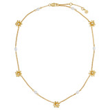 Front product shot of the Oroton Daisy Pearl Necklace in Worn Gold/Pearl and Premium brass material for Women .