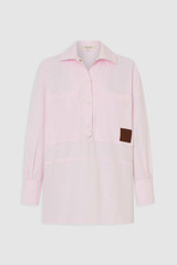 Front product shot of the Oroton Snap Detail Tunic in Palest Pink and 100% cotton twill fabric for Women .