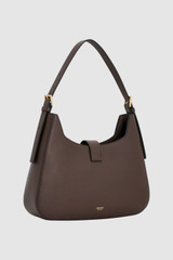 Back product shot of the Oroton Yvonne Large Baguette in Coffee Bean and Premium pebble leather for Women .