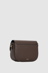 Back product shot of the Oroton Yvonne Small Saddle Bag in Coffee Bean and Premium pebble leather for Women .
