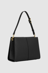 Back product shot of the Oroton Dorit Day Bag in Black and Premium pebble leather for Women .