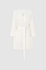 Front product shot of the Oroton Embellished Short Tunic Dress in Antique White and 100% cotton poplin material for Women .