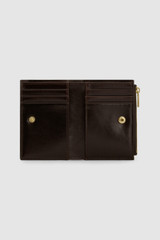 Internal product shot of the Oroton Margot Mini 10 Credit Card Zip Wallet in Dark Chocolate and Premium smooth leather for Women .