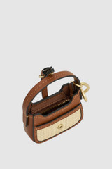 Front product shot of the Oroton Dylan Straw Baguette Bag Charm in Natural/Cognac and 100% raffia material for Women .