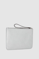 Back product shot of the Oroton Eve Medium Pouch in Silver and Premium pebble leather for Women .