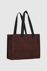 Back product shot of the Oroton Everyday Tote in Chocolate and Crafted from 99.9% recycled polyester material for Women .