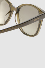 Front product shot of the Oroton Dylan Sunglasses in Fern Khaki and Premium acetate material for Women .