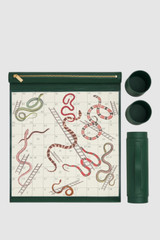 Internal product shot of the Oroton Snakes And Ladders Game in Helm Green and Premium pebble leather for Women .