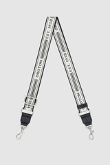 Front product shot of the Oroton Heather Narrow Silver Webbing Strap in Black/Natural and 100% polyester material for Women .