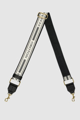 Front product shot of the Oroton Heather Long Brass Webbing Strap in Black/Natural and 45 mm jacquard webbing material for Women .