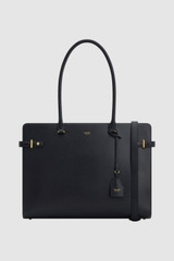 Front product shot of the Oroton Grace 16" Work Bag in Black and Premium Saffiano leather body for Women .