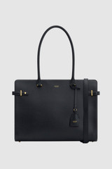 Front product shot of the Oroton Grace 14" Work Bag in Black and Premium Saffiano leather body for Women .