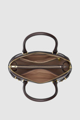 Internal product shot of the Oroton Grace Grip Top in Burnt Umber and Premium Saffiano leather body for Women .