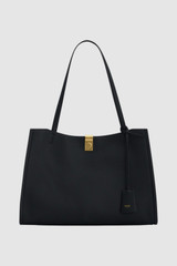 Front product shot of the Oroton Mille Work Tote in Black and Premium pebble leather for Women .