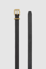 Front product shot of the Oroton Remi 17Mm Flyaway Belt in Dark Chocolate and Premium textured leather material for Women .
