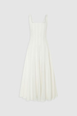 Front product shot of the Oroton Panelled Day Dress in White and 98% cotton and 2% spandex blend fabric for Women .