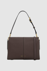 Front product shot of the Oroton Dorit Day Bag in Coffee Bean and Premium pebble leather for Women .