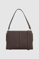 Front product shot of the Oroton Dorit Small Day Bag in Coffee Bean and Premium pebble leather for Women .