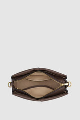 Internal product shot of the Oroton Dorit Small Day Bag in Coffee Bean and Premium pebble leather for Women .