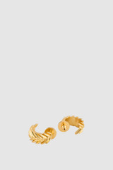 Detail product shot of the Oroton Wheat Hoops in Worn Gold and 14k yellow gold-plated brass with Oroton’s signature soft-burnished finish for Women .