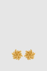 Front product shot of the Oroton Wheat Statement Studs in Worn Gold and Brass for Women .