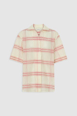 Front product shot of the Oroton Windowpane Check Shirt in Cream and 80% Cotton, 20% silk for Women .